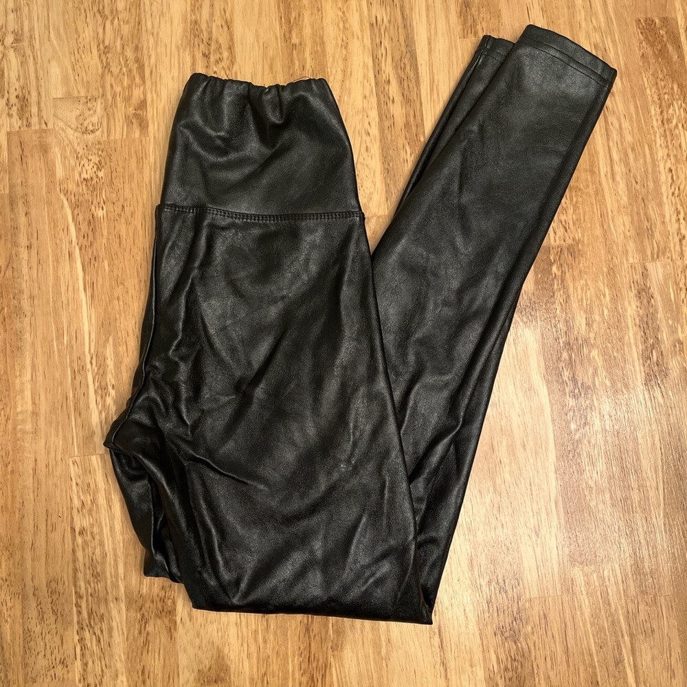 Black faux leather pants